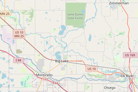 regional map showing location of big lake